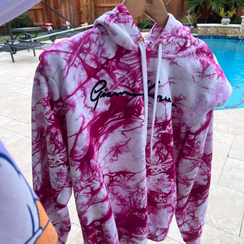 Versace Pink and White Tie-Dye Hoodie